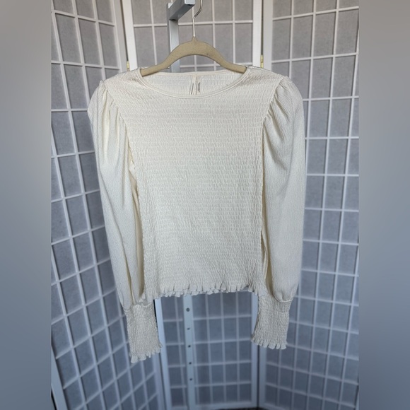 Anthropologie Ivory Smocked Top - Picture 4 of 7